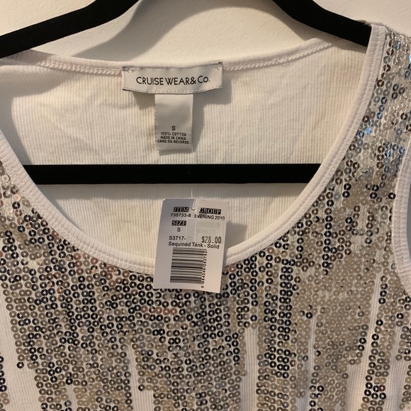 White tank top with grey sequins - Picture 2 of 2